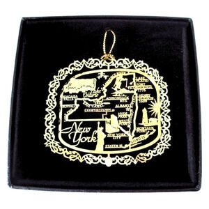 New York Ornament Brass State Landmarks, Personalize w Year Charm 2018 to 2026